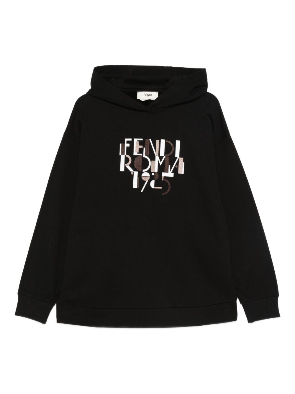 Fendi Roma Logo Hooded Sweatshirt In Black