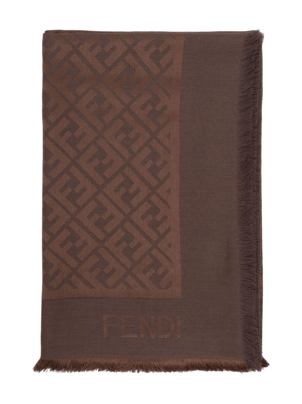 Fendi Ff Silk And Wool Shawl Accessories In Brown