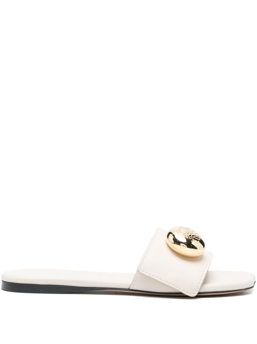 Loewe Pebble Leather Slides In White