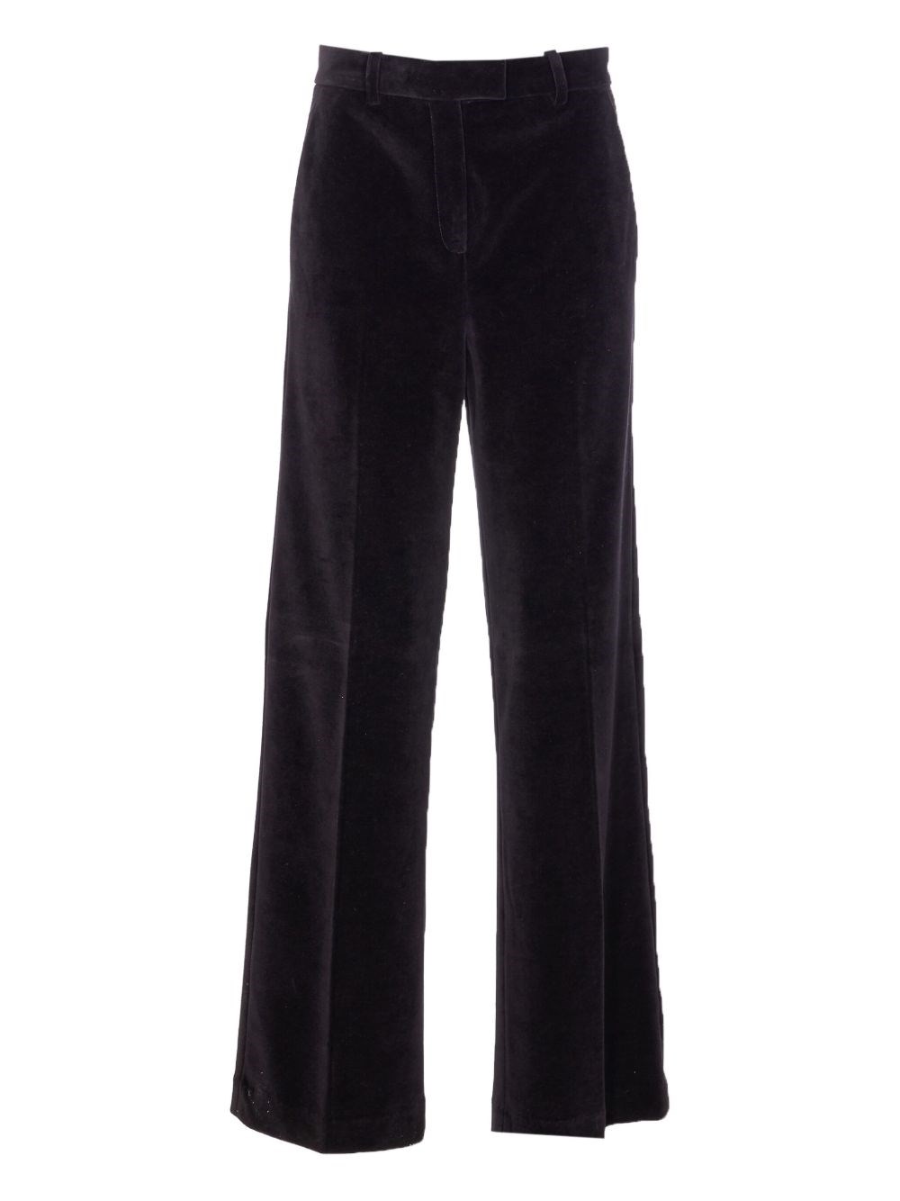 Circolo 1901 Brown Velvet Straight-leg Pants With Mid-rise Waist In Black
