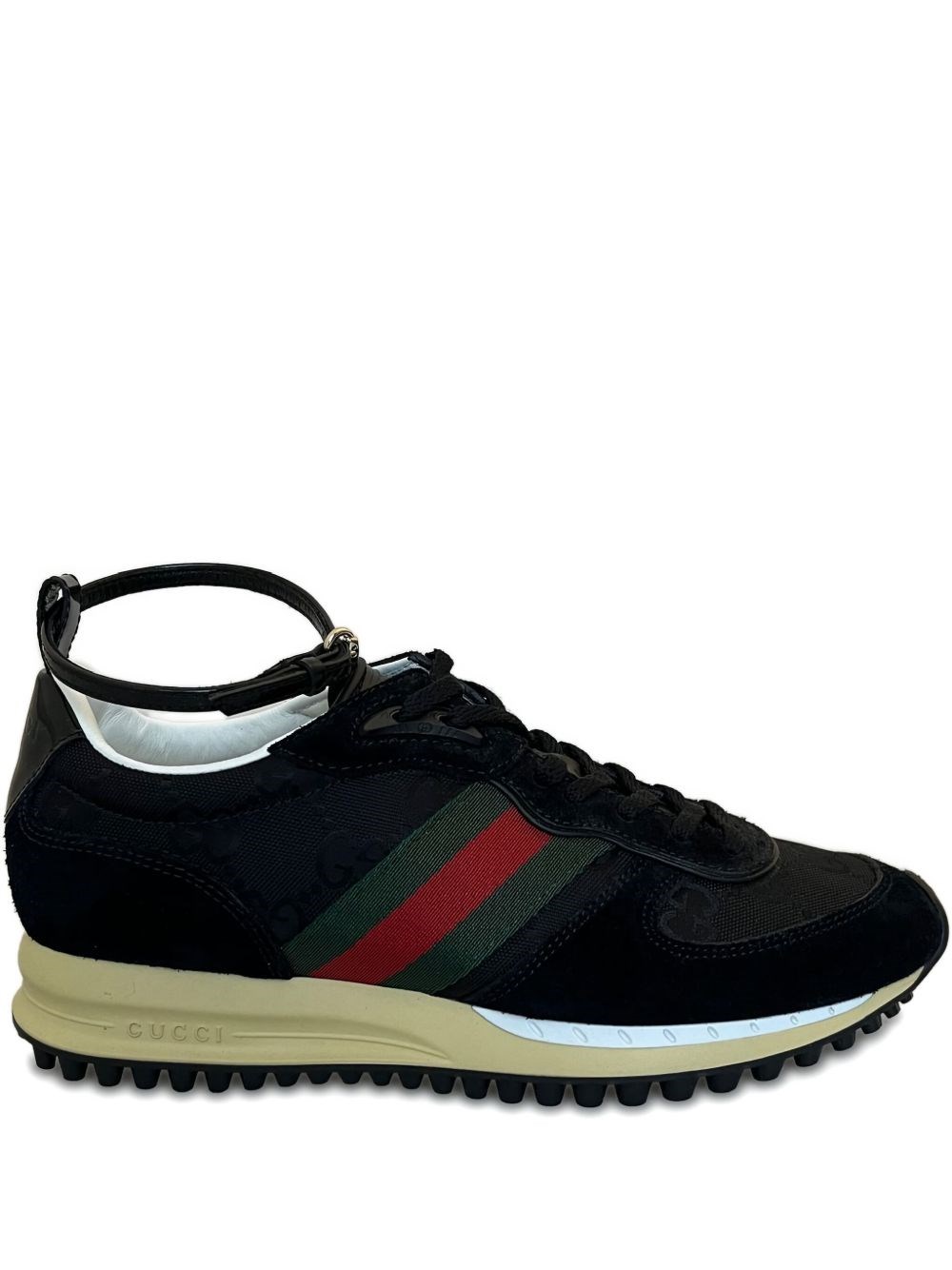 Gucci Motion Sneakers With Web Stripe In Black