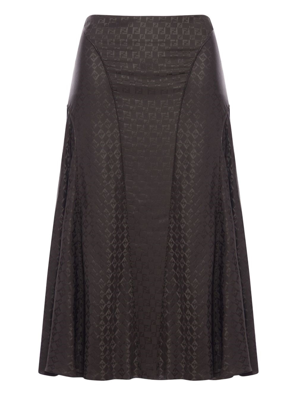 Fendi Ff Jacquard Silk Skirt In Brown
