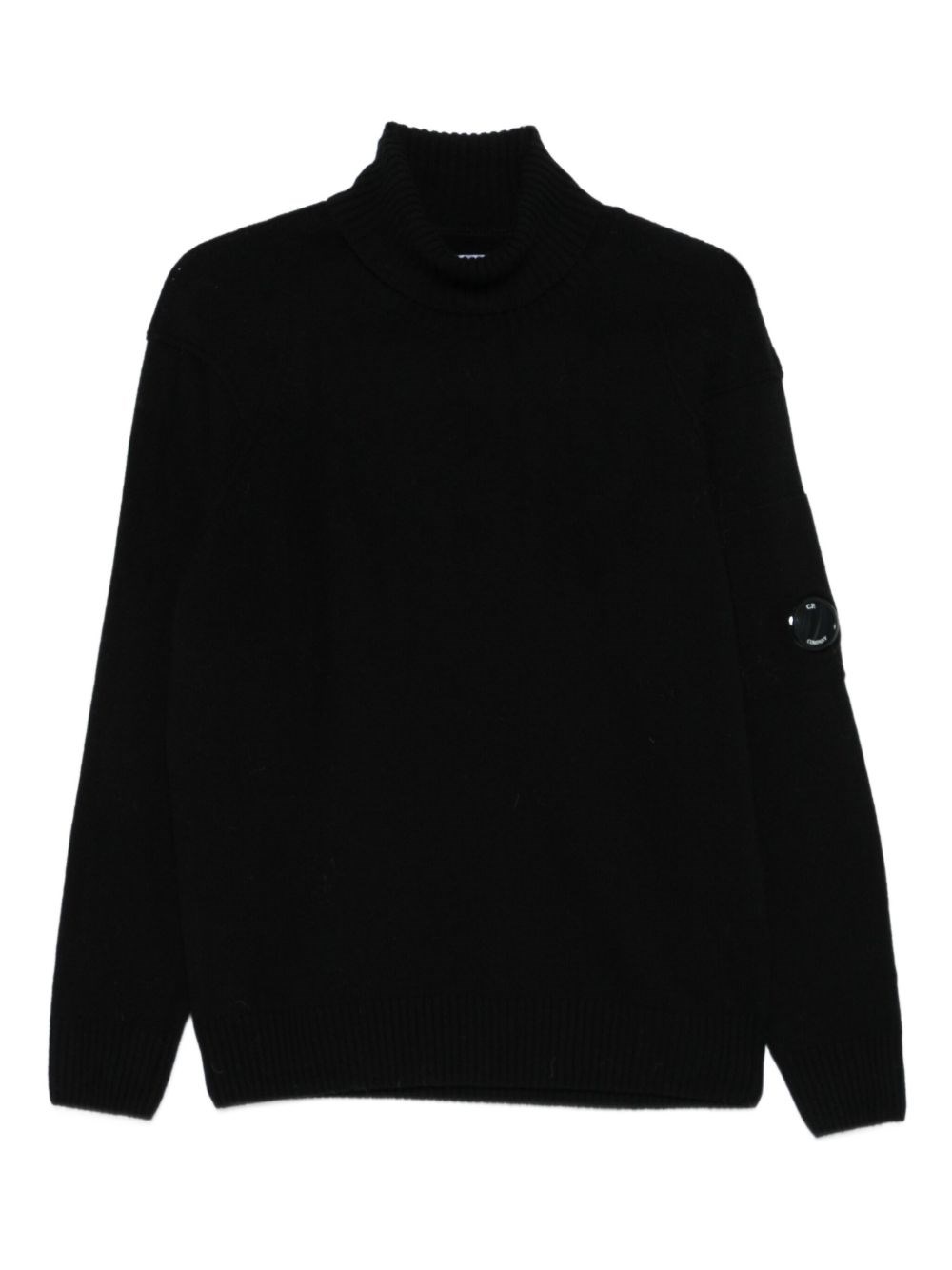 C.p. Company C.p.company Logo Wool Turtle-neck Sweater In Black