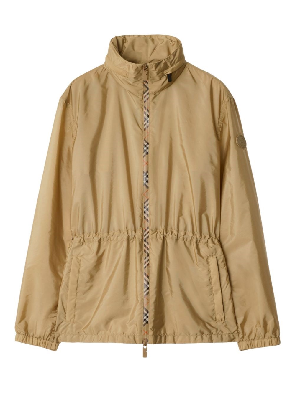 Burberry Check Motif Nylon Jacket In Sand