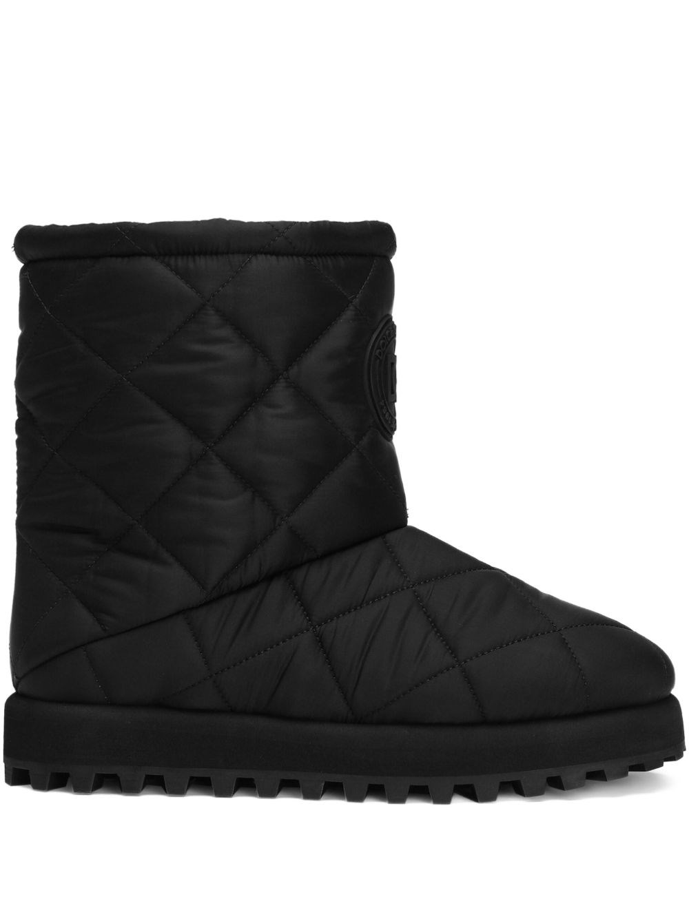 Dolce & Gabbana Diamond Quilted Flat Sole Ankle Boots In Black
