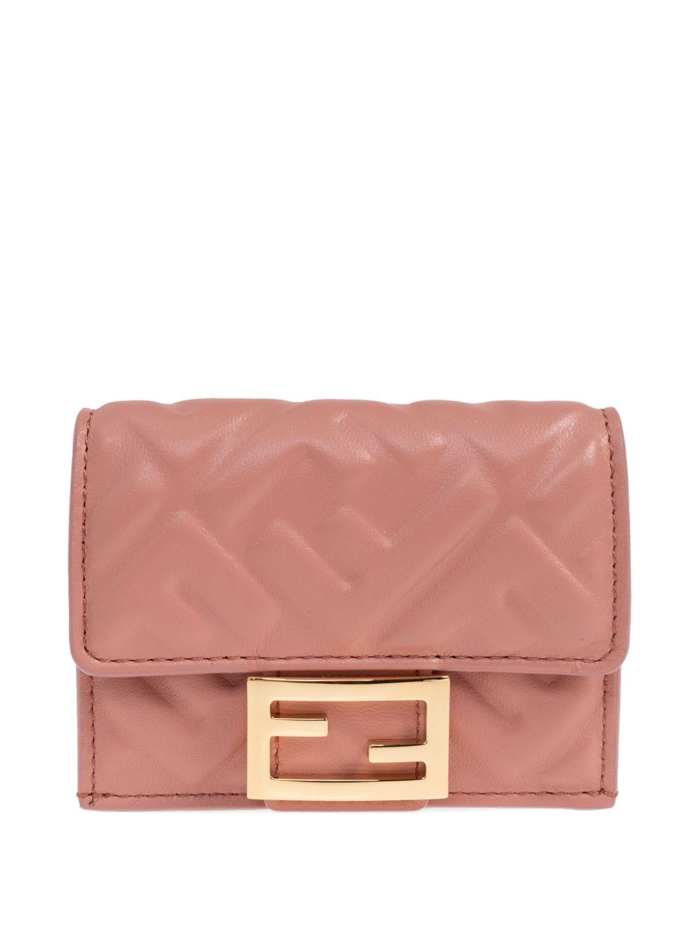Fendi Nappa Leather Uette Micro Trifold Wallet Accessories In Brown