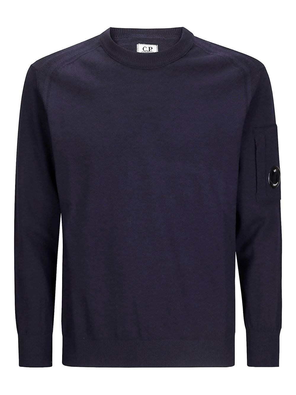 C.p. Company Logo Wool Crewneck Sweater In Blue