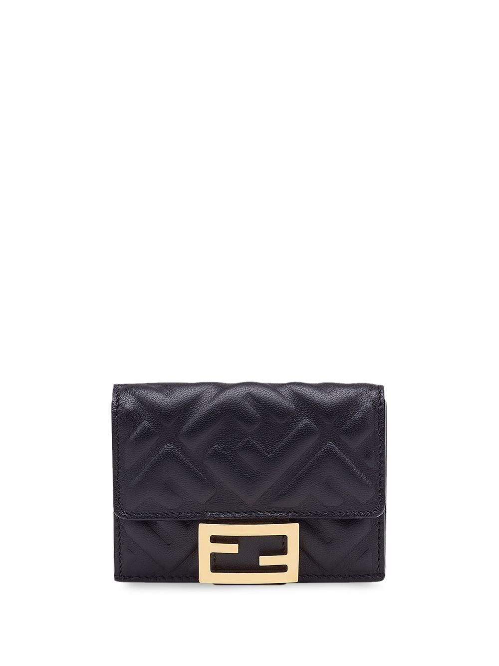 Fendi Baguette Micro Leather Wallet In Black
