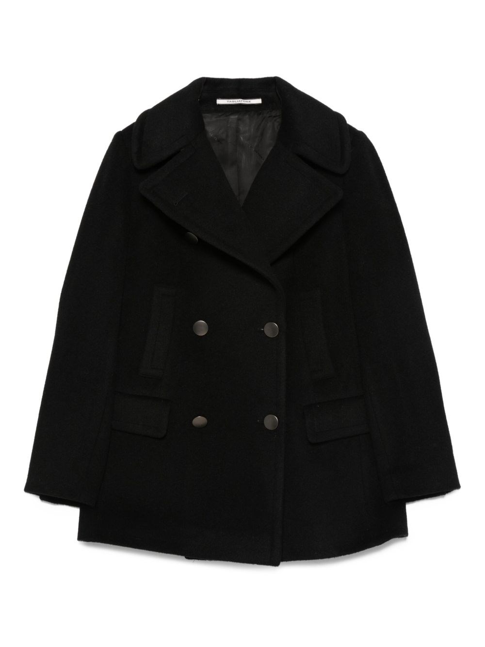 Tagliatore Flap Pockets Wool Double-breasted Coat In Black