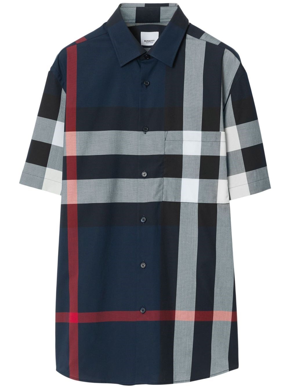 Burberry Short-sleeve Check Stretch Cotton Poplin Shirt