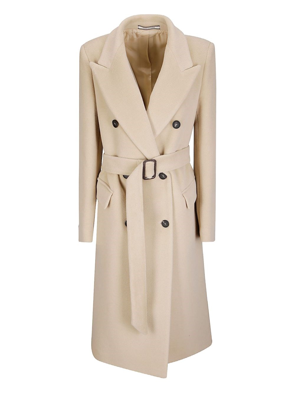 Tagliatore Double-breasted Wool Coat Belted Waist In Multi