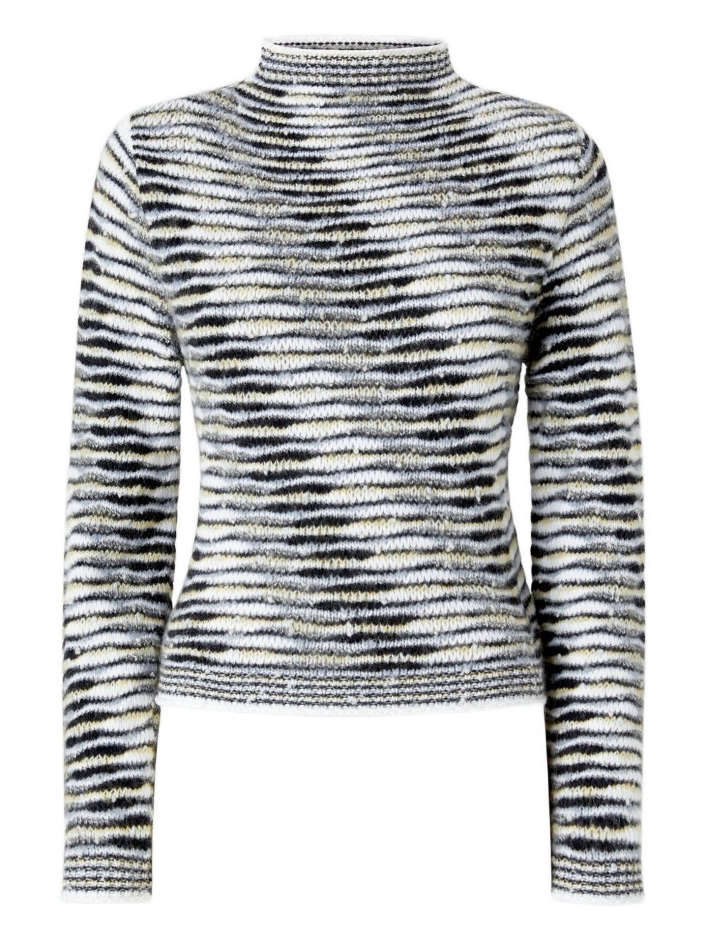 Missoni Striped Mock Neck Long Sleeve Knit Top In Gray
