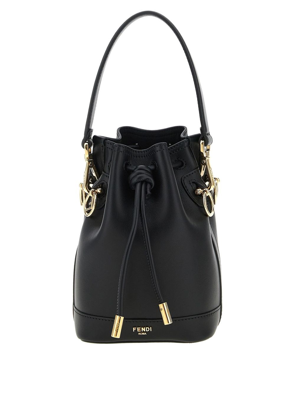 Fendi Mon Tresor Mini Leather Bucket Bag In Black