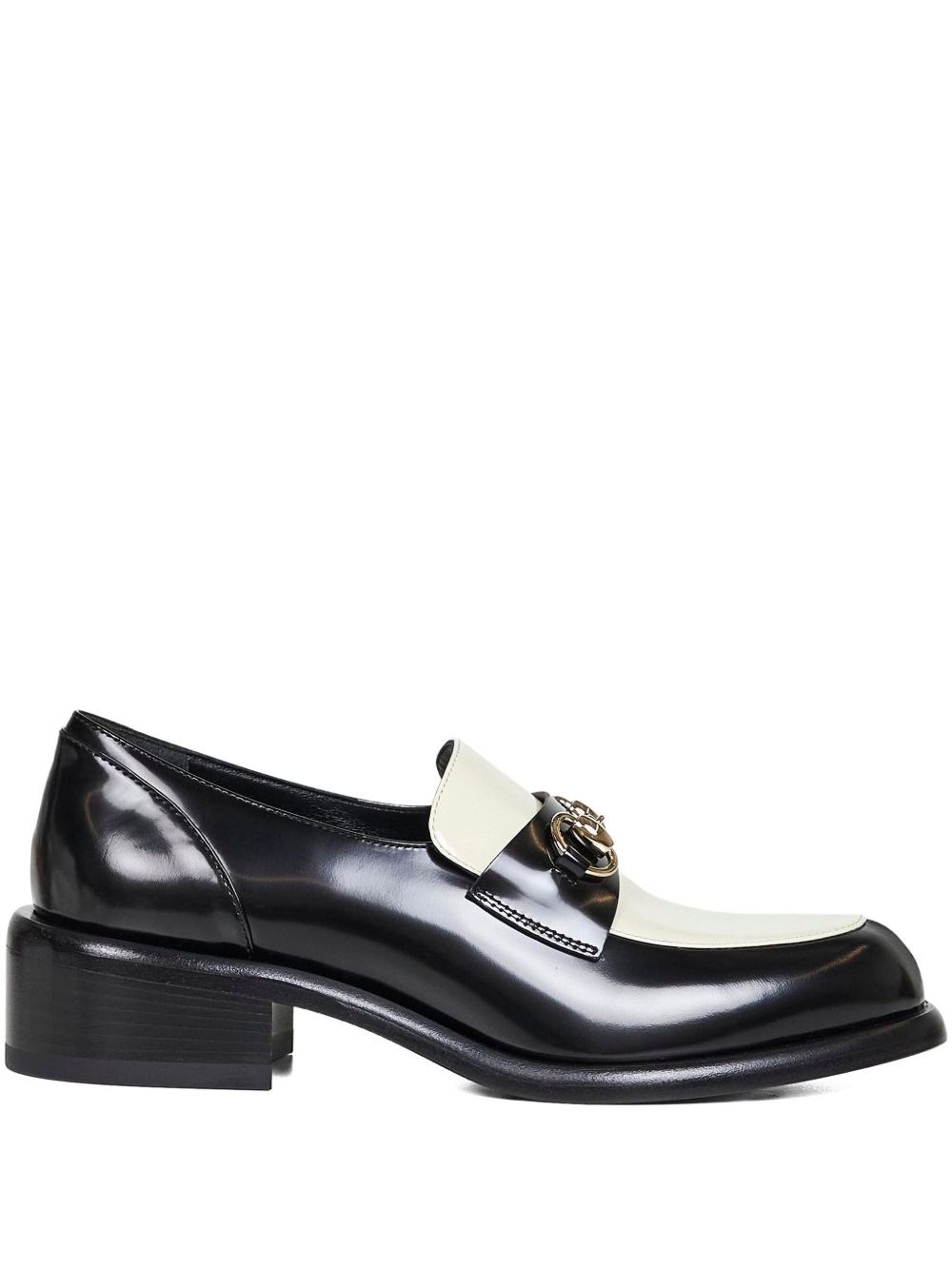 Gucci Two-tone Leather Loafers With Horsebit In Black