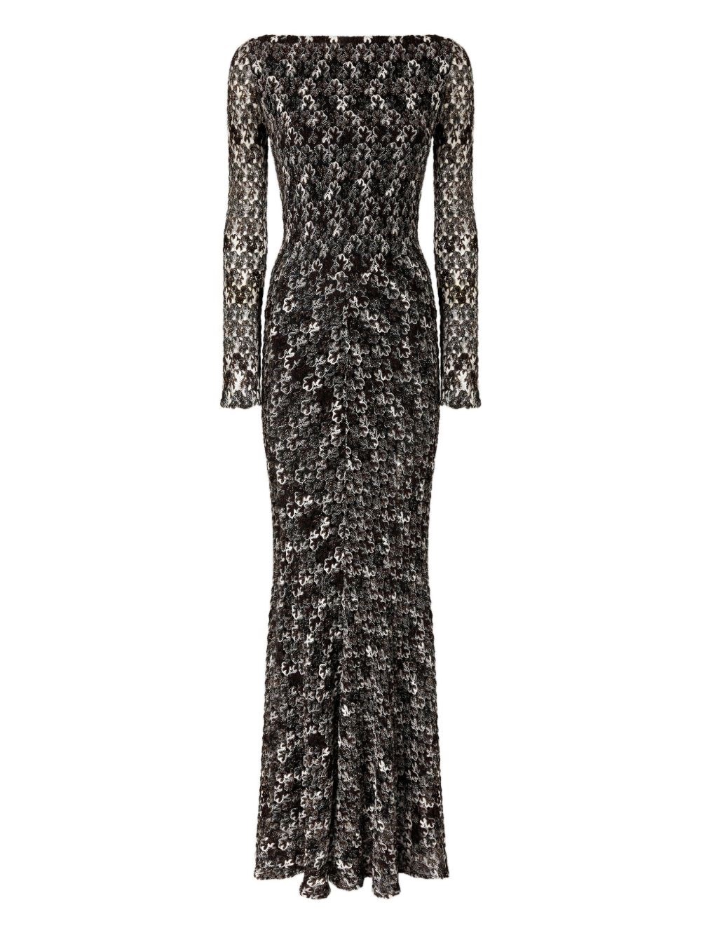 Missoni Brown Floral Lace Dress In Black
