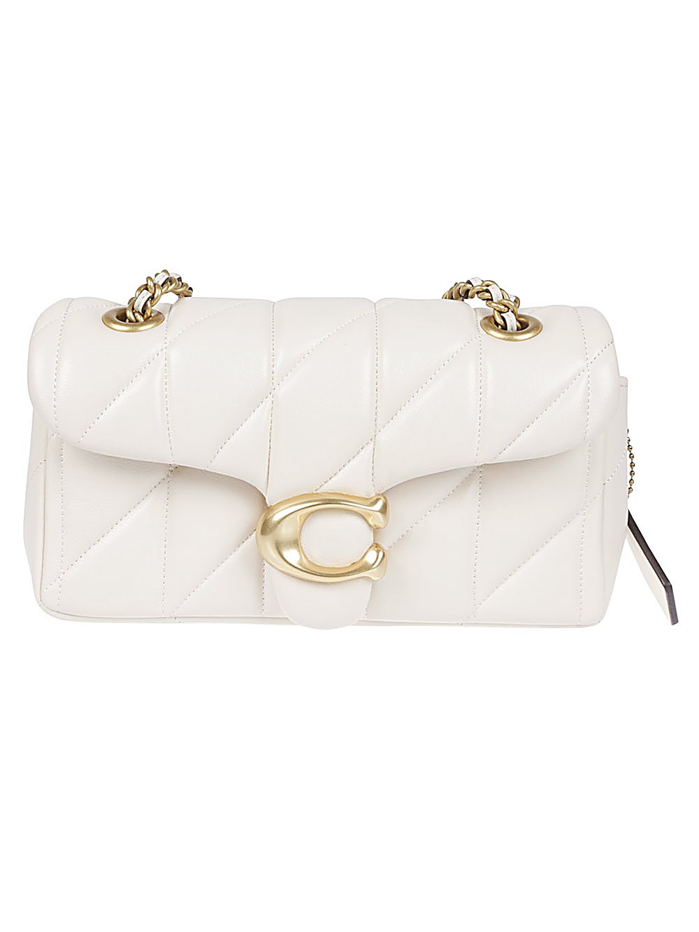 Coach Quilted Leather Shoulder Bag With Chain Strap In White