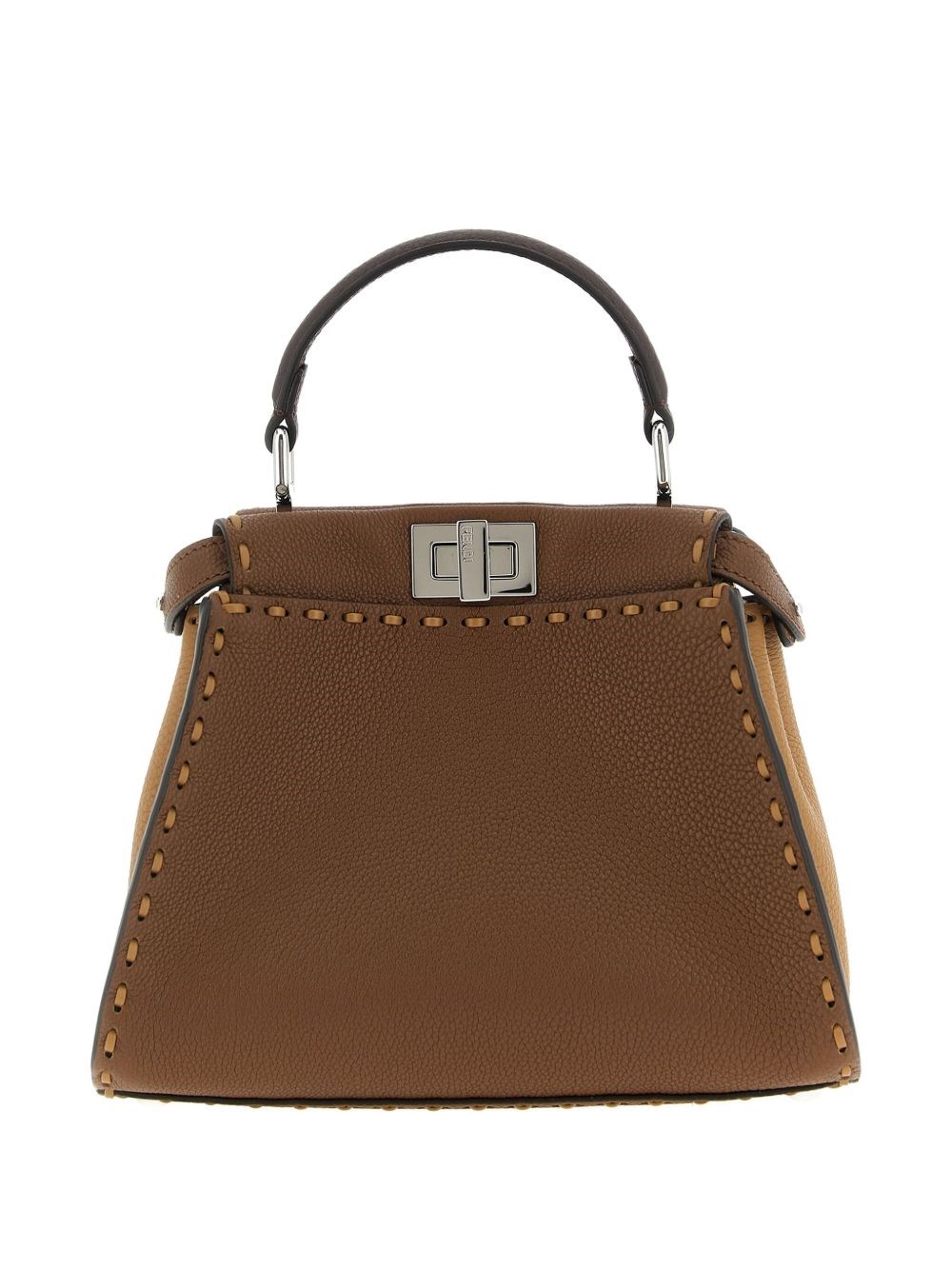 Fendi Peekaboo Iseeu Small Multicolour Sage Selleria Bag With 556 Hand-sewn Topstitches In Brown