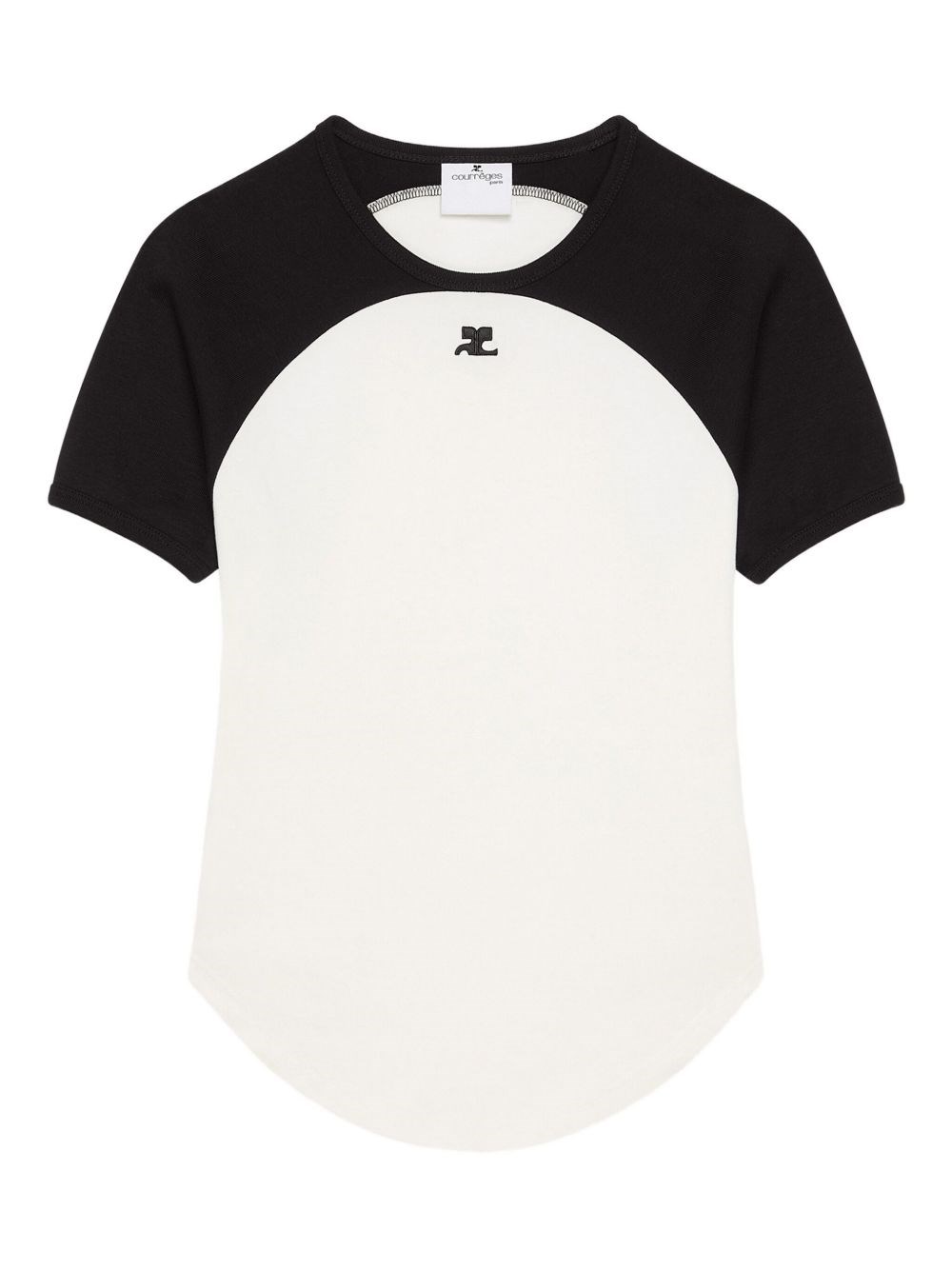 Courrèges Circle Contrast Cotton Jersey T-shirt In White