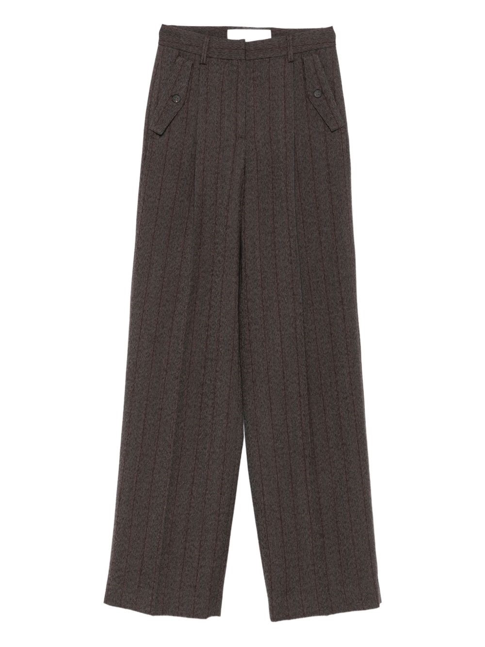 Golden Goose Brown Pinstripe Wool Wide-leg Trousers In Brown