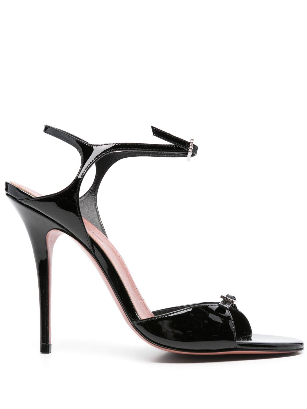 Amina Muaddi Adut Crystal-embellished Buckled Patent-leather Sandals In Black