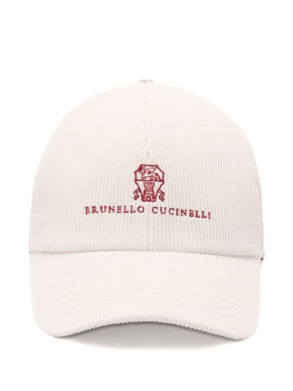 Brunello Cucinelli Corduroy Logo-embroidered Baseball Cap In White