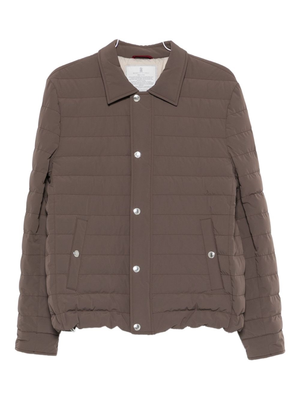 Brunello Cucinelli Short Quilted Down Jacket With Side Pockets In Brown