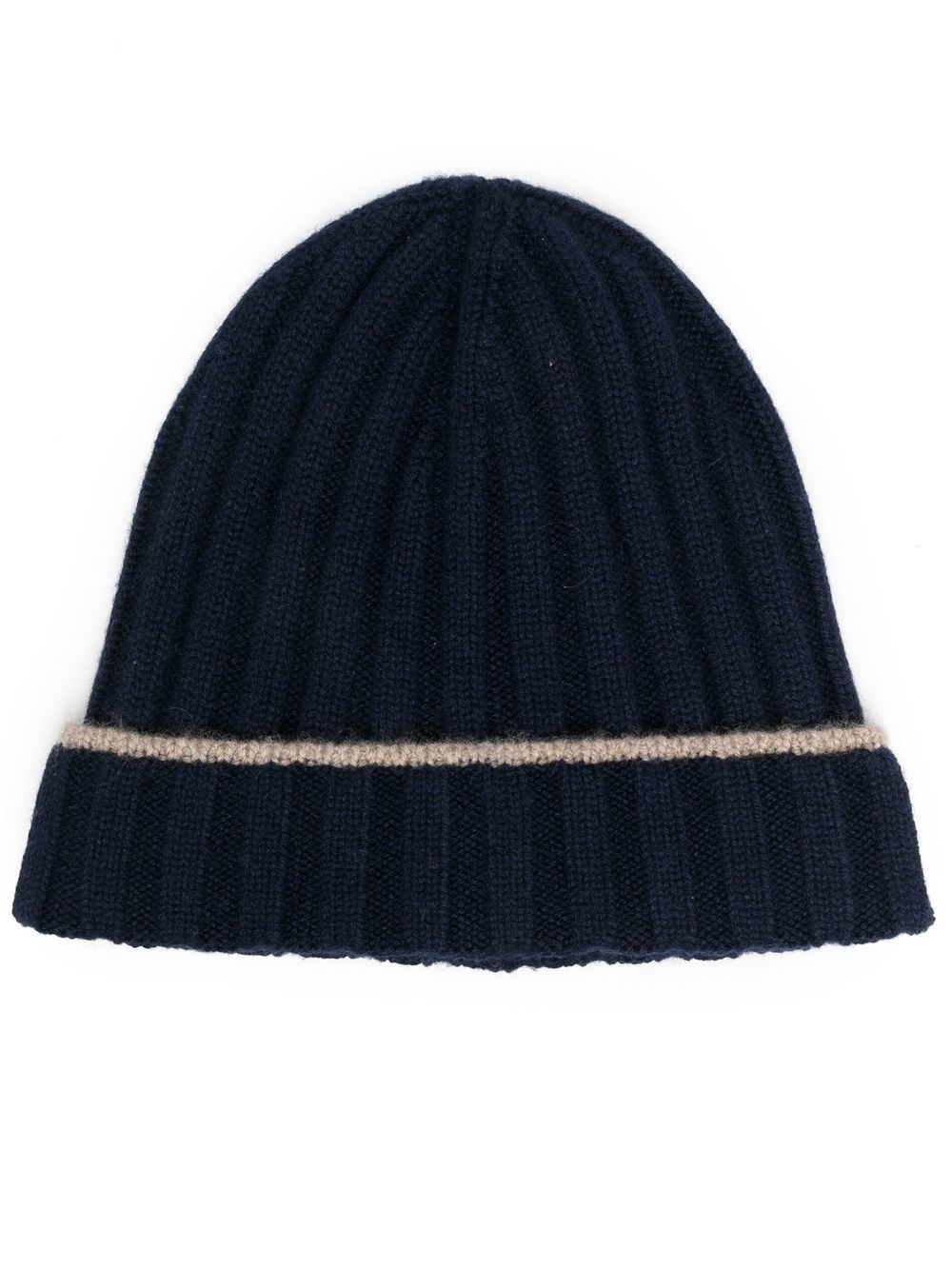 Brunello Cucinelli Men Ribbed Beanie In Blue