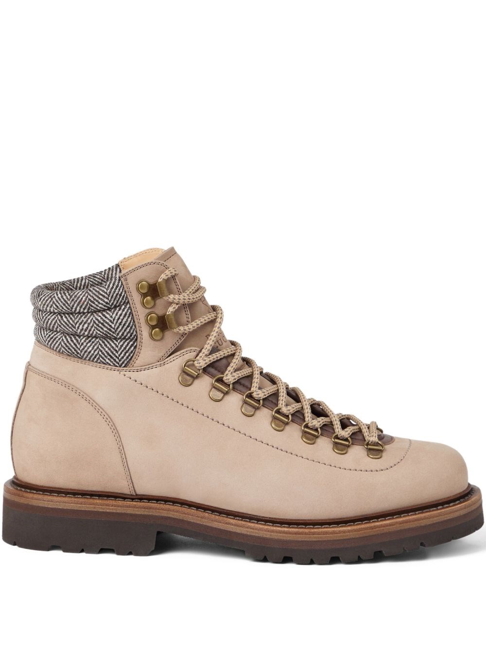 Brunello Cucinelli Men Beige Nubuck Mountain Boot Ankle Boots In Multi