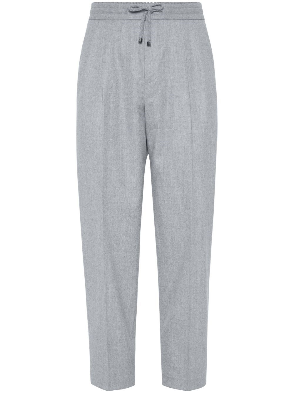 Brunello Cucinelli Virgin Wool Flannel Trousers In Gray