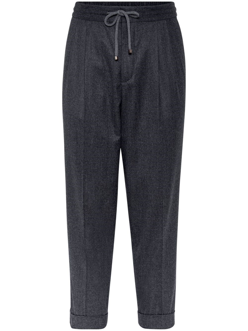 Brunello Cucinelli Grey Pinstriped Virgin Wool Trousers