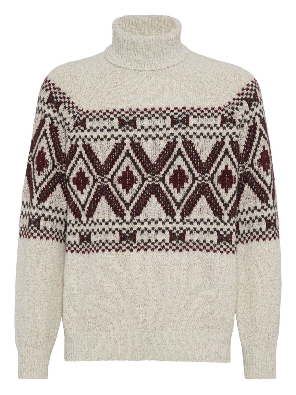 Brunello Cucinelli Men Wool And Silk Turtle-neck Jumper In Sand