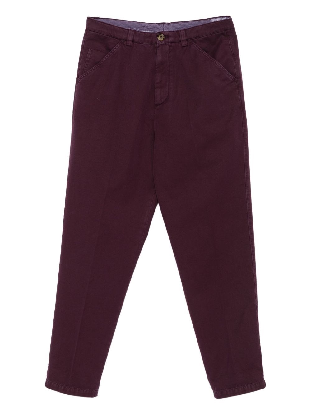 Brunello Cucinelli Cotton Trousers With Side And Back Pockets In Purple