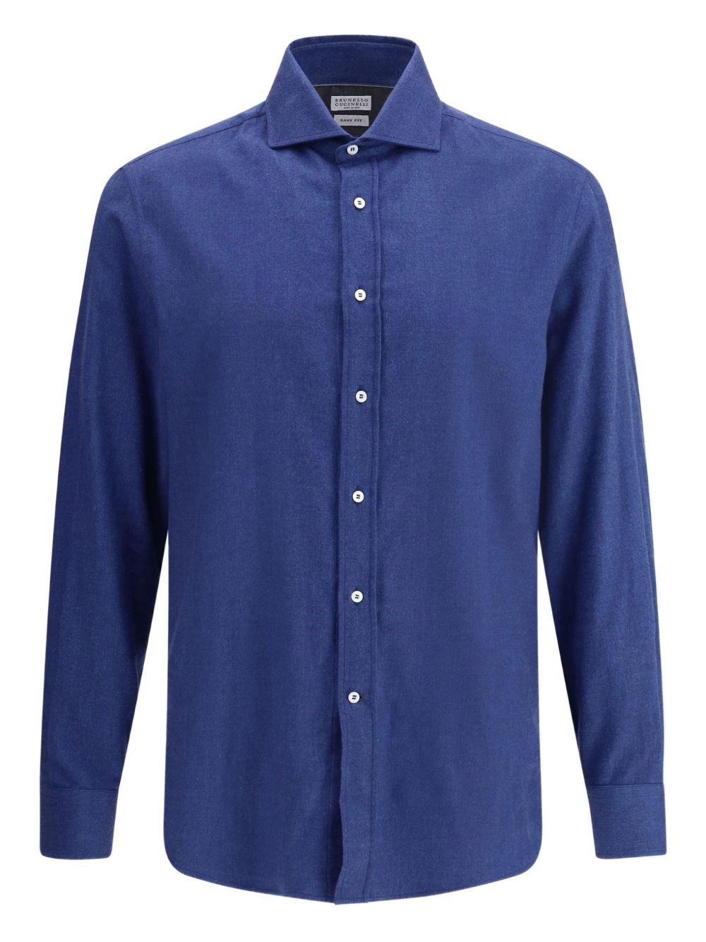 Brunello Cucinelli Tailored Herringbone Shirt Collar Button-down In Blue