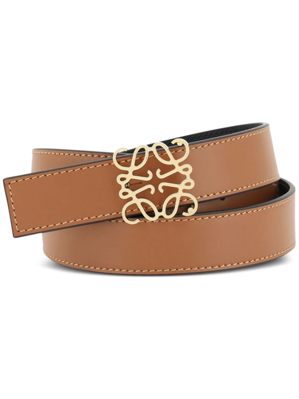 Loewe Anagram Reversible Smooth Calf Leather Belt In Brown
