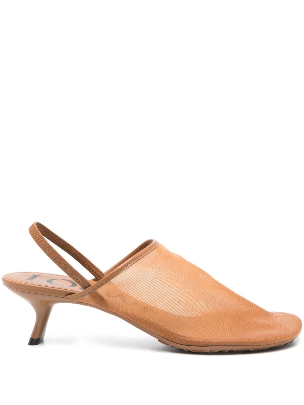 Loewe Kitten Heel Mesh Open Toe Pumps In Brown