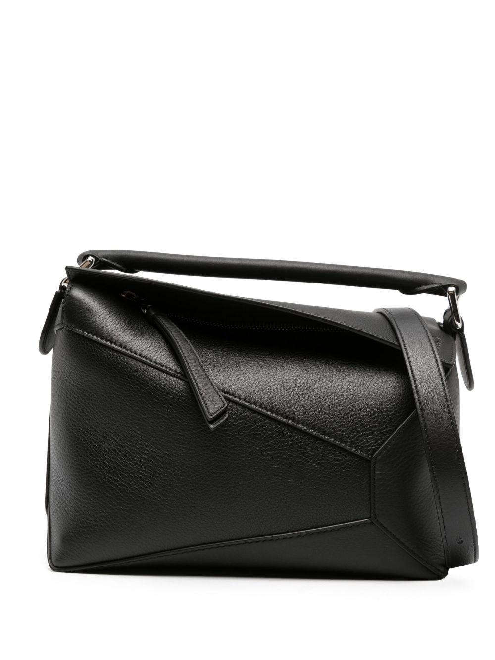 Loewe Puzzle Edge Leather Shoulder Bag In Black