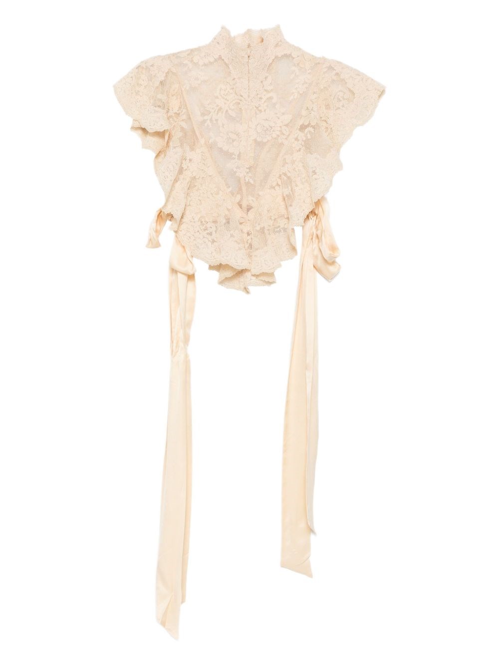 Zimmermann Hypnotic Lace Ruffled Top In Neutral
