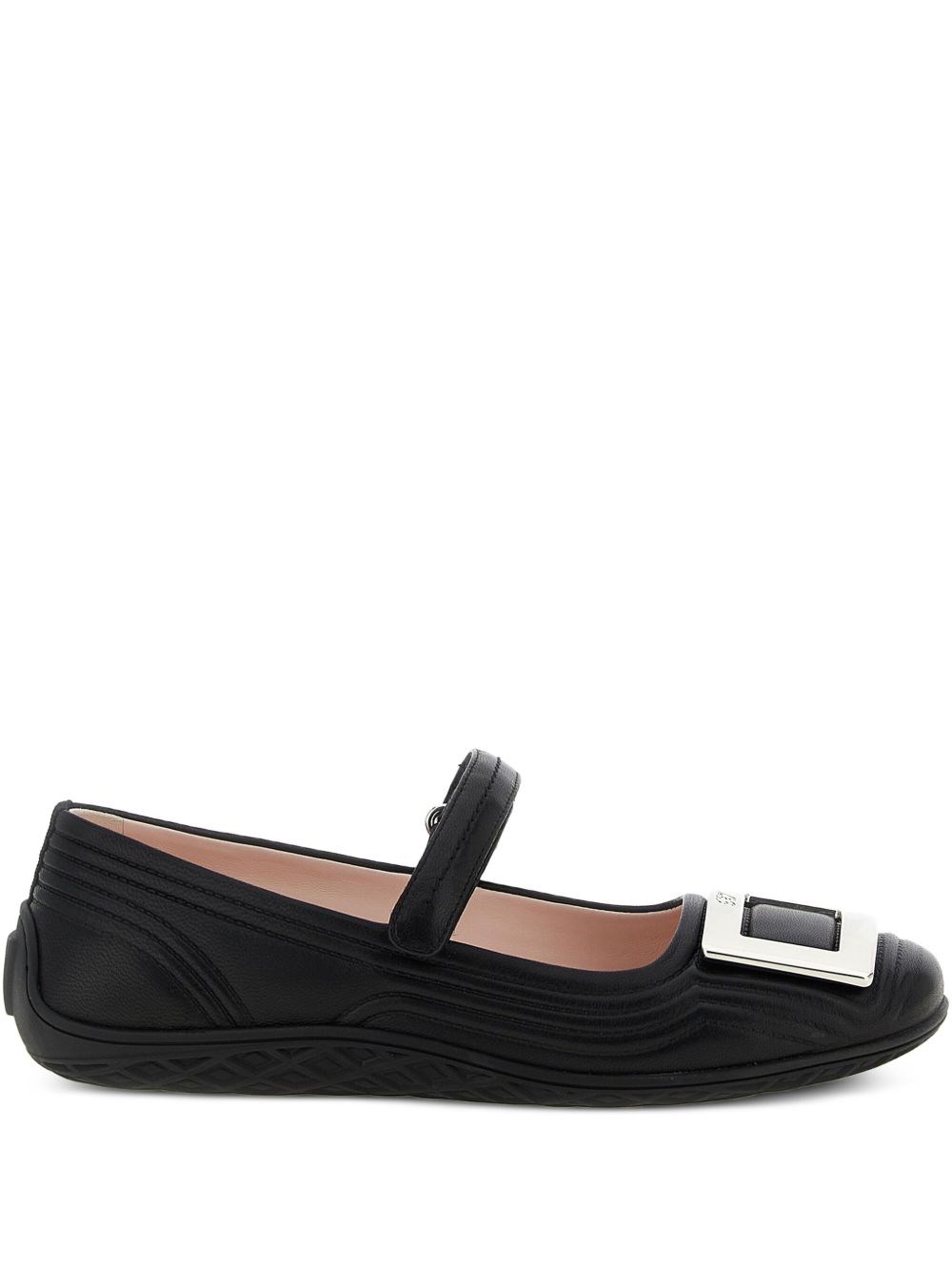 Roger Vivier Viv Low Leather Ballets In Black