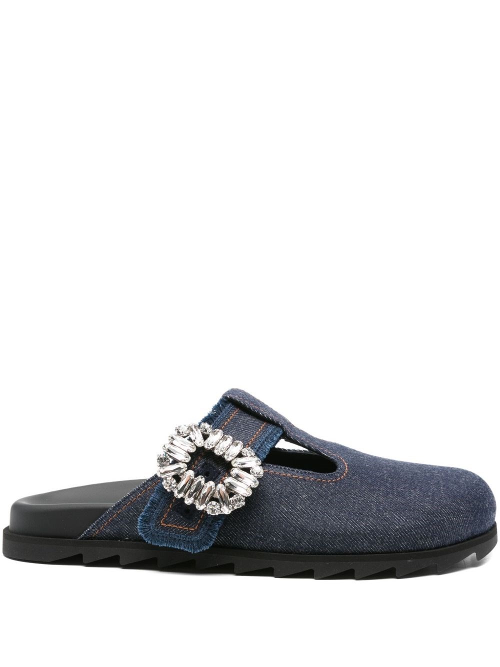 Roger Vivier Slidy Viv Slippers In Blue