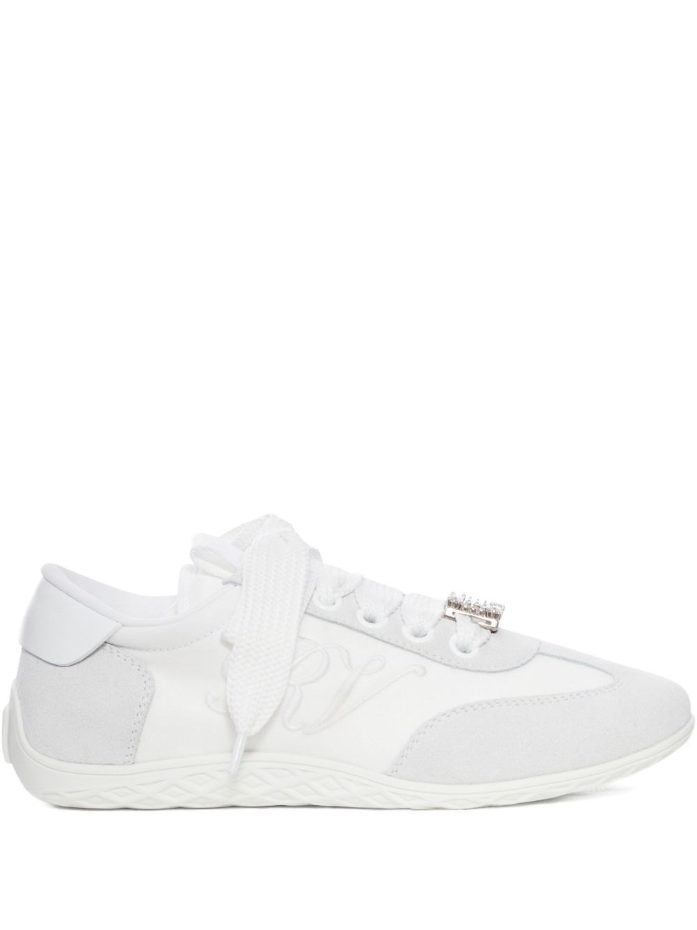 Roger Vivier Viv Low Suede-trimmed Embroidered Leather Sneakers In Animal Print