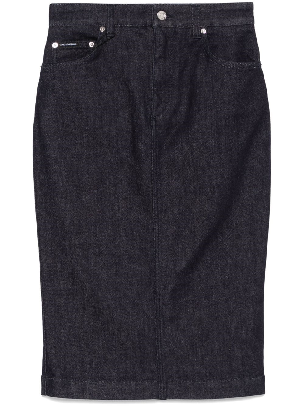 Dolce & Gabbana Navy Stretch Five Pocket Pencil Denim Midi Skirt