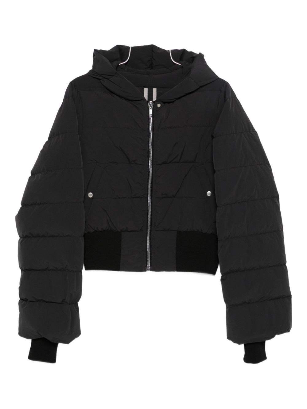 Rick Owens Hooded Quilted Down Jacket And Pockets In Black