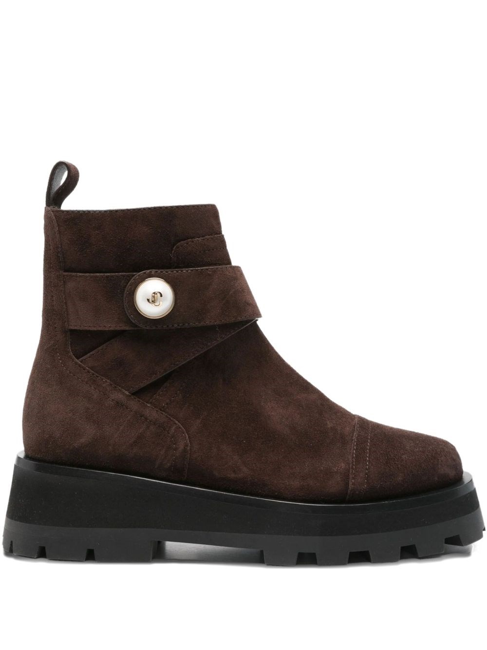 Jimmy Choo 45mm Meena Flat Suede Ankle Boots In Brown