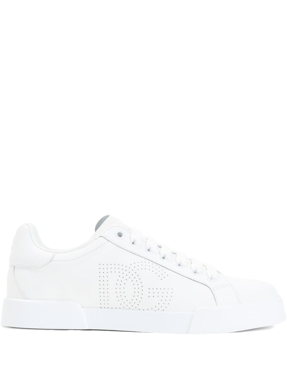 Dolce & Gabbana Leather Sneakers With Perforated Logo Detail