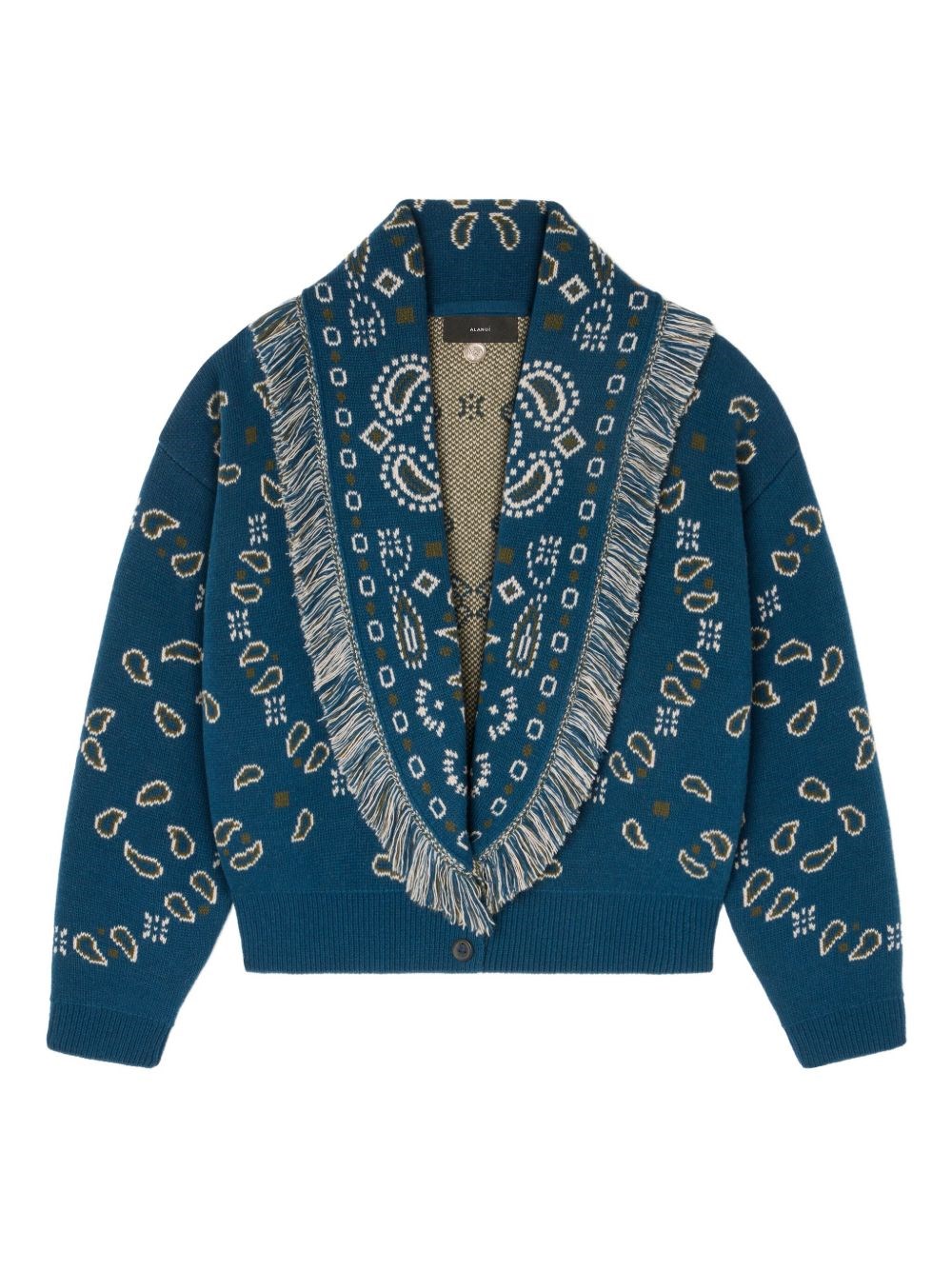 Alanui Bandana Wool And Cashmere Cardi-bomber In Blue