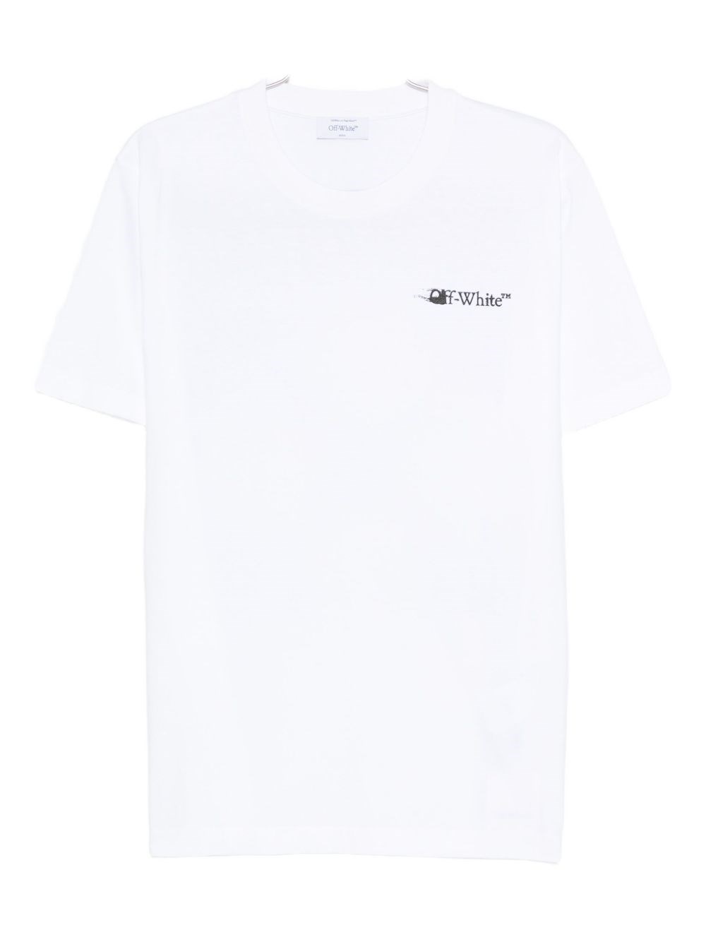 Off-white Cotton T-shirt With Graphic Design And Crew Neck In White