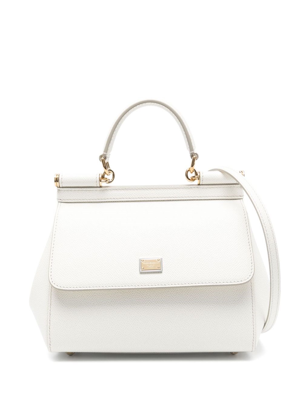 Dolce & Gabbana Women Sicily Medium Leather Handbag In White