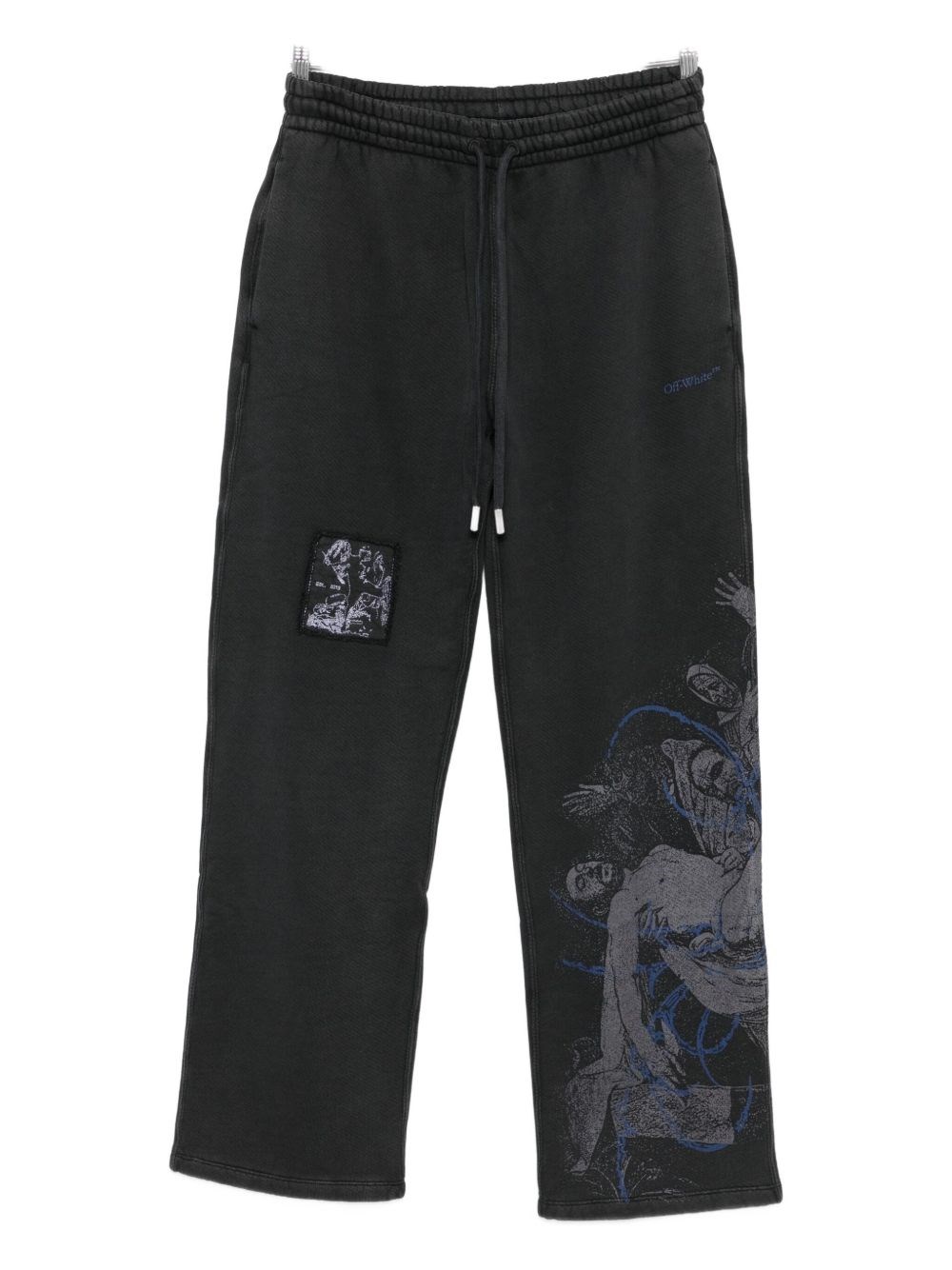 Off-white Graphic Print Sweatpants Side Pockets In Black
