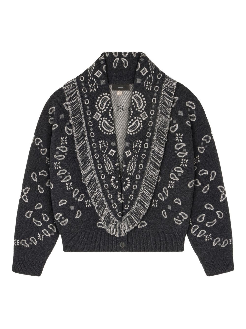 Alanui Bandana Wool And Cashmere Cardi-bomber In Gray