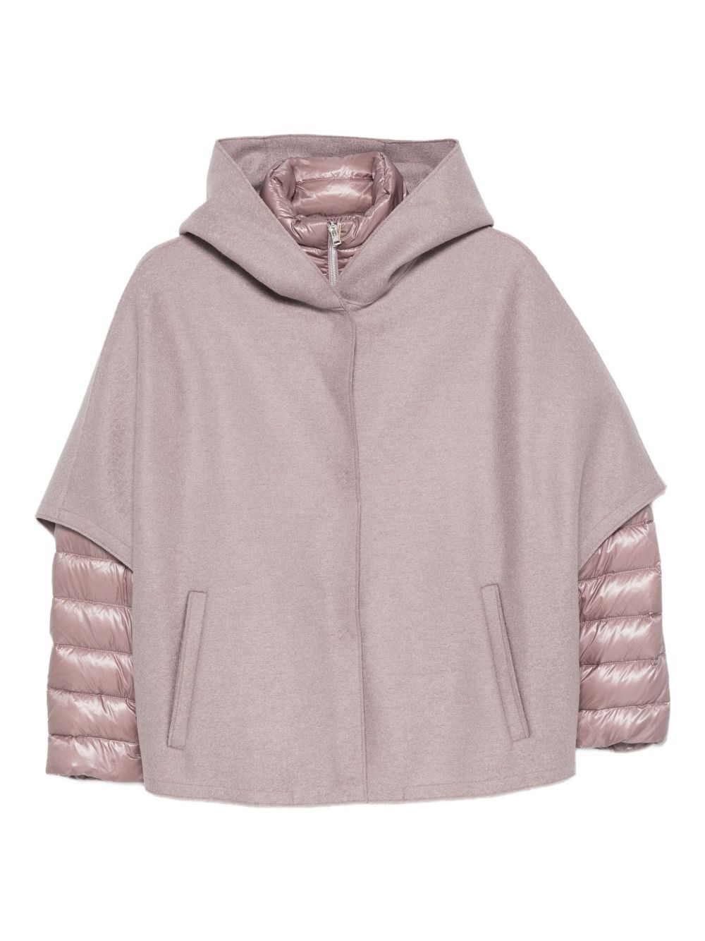 Herno Resort Cape In Felted Wool & Nylon Ultralight In Pink